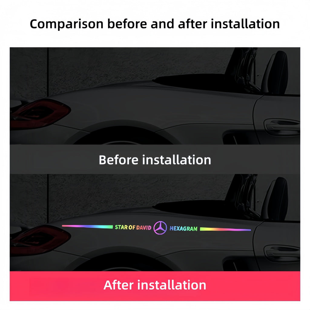 Car logo colorful stickers, car color-changing laser reflective car stickers, personalized A-pillar car door and hood stickers.