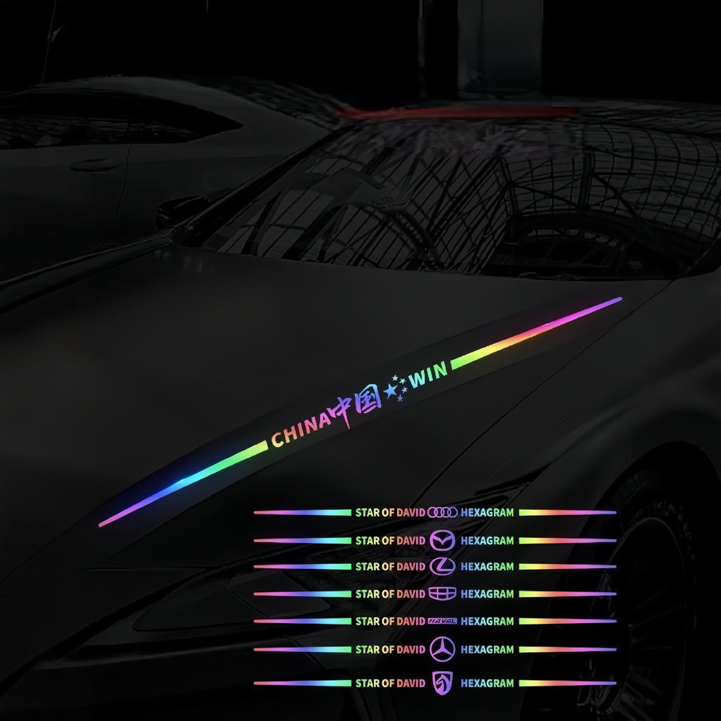 Car logo colorful stickers, car color-changing laser reflective car stickers, personalized A-pillar car door and hood stickers.